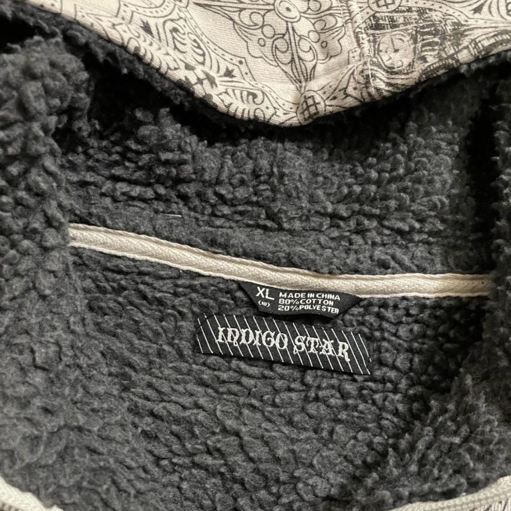 Indigo Star Y2K Skull Medallion Print Sherpa Lined Full Zip Hoodie Size XL Youth - Picture 3 of 4